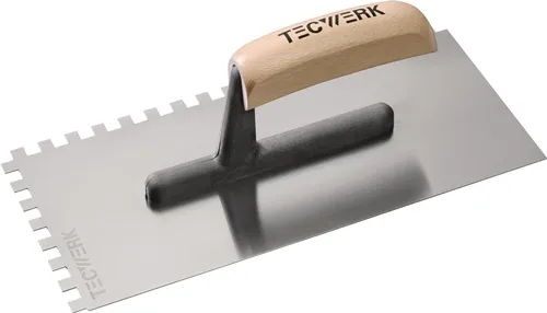 TECWERK Glättekelle L.280mm B.130mm Zahn 8x8 gehärtet,m.H-Heft STA S.0,7mm