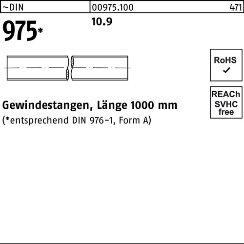 Gewindestange DIN 975 M42x 1000mm 10.9 1 Stück