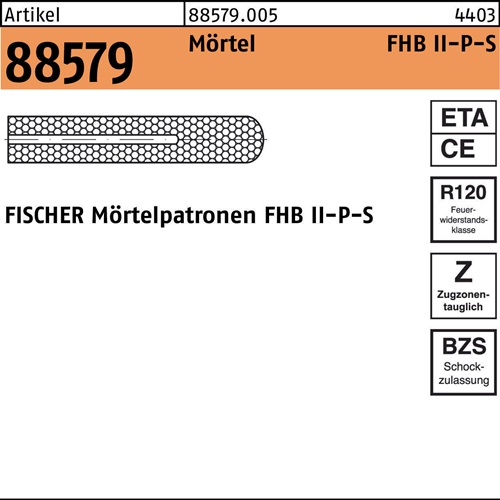 Mörtelpatrone R 88579 FHBII-P 12x 75 f.FHB-S 10 Stück FISCHER