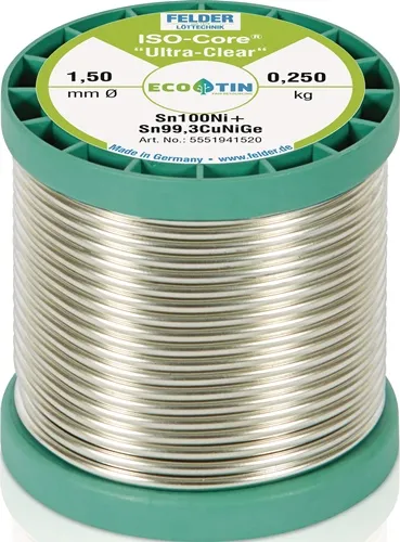 Lötdraht ISO-Core® UltraClear 1,5mm 250g Sn100Ni+ FELDER