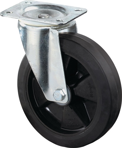 Lenkrolle D.200mm Trgf.300kg Elastikgummi Platte L135xB110mm BS ROLLEN