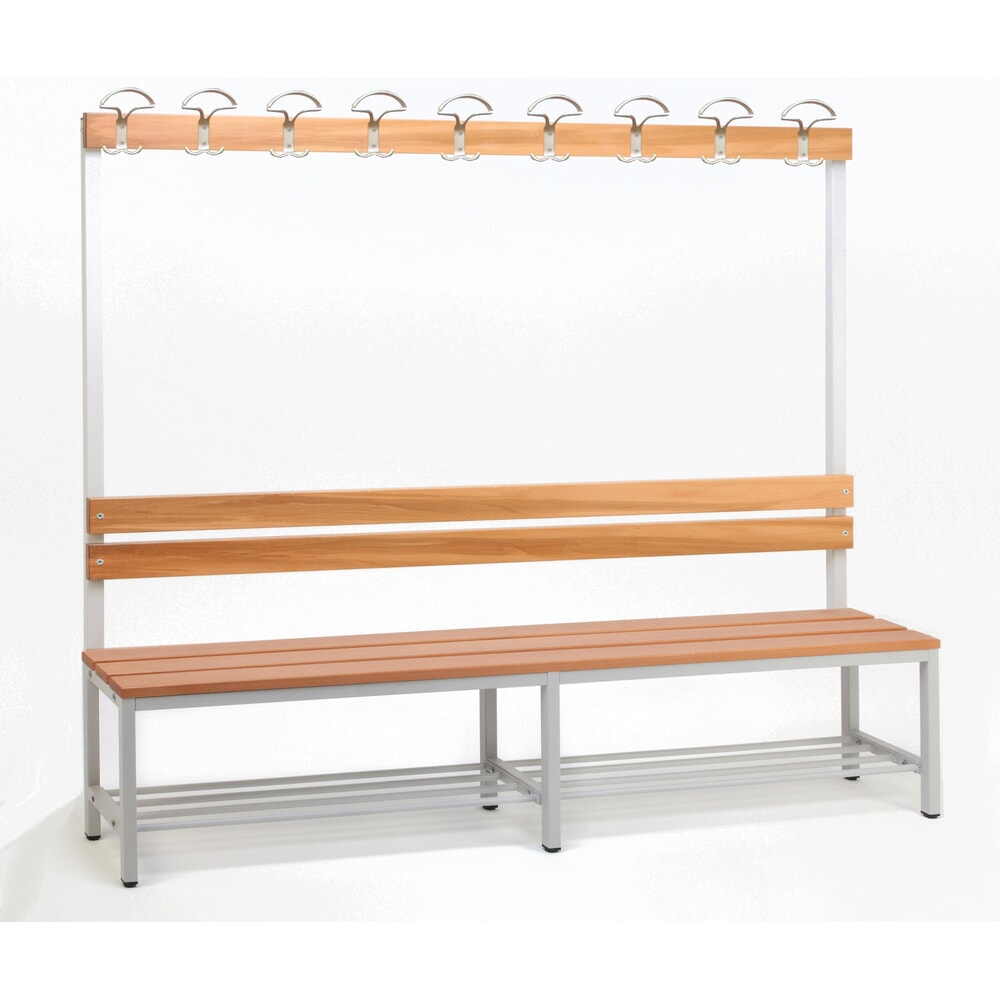 Steinbock® Umkleidesitzbank, 1-seitig mit Hakenleiste, Breite 2.000 mm