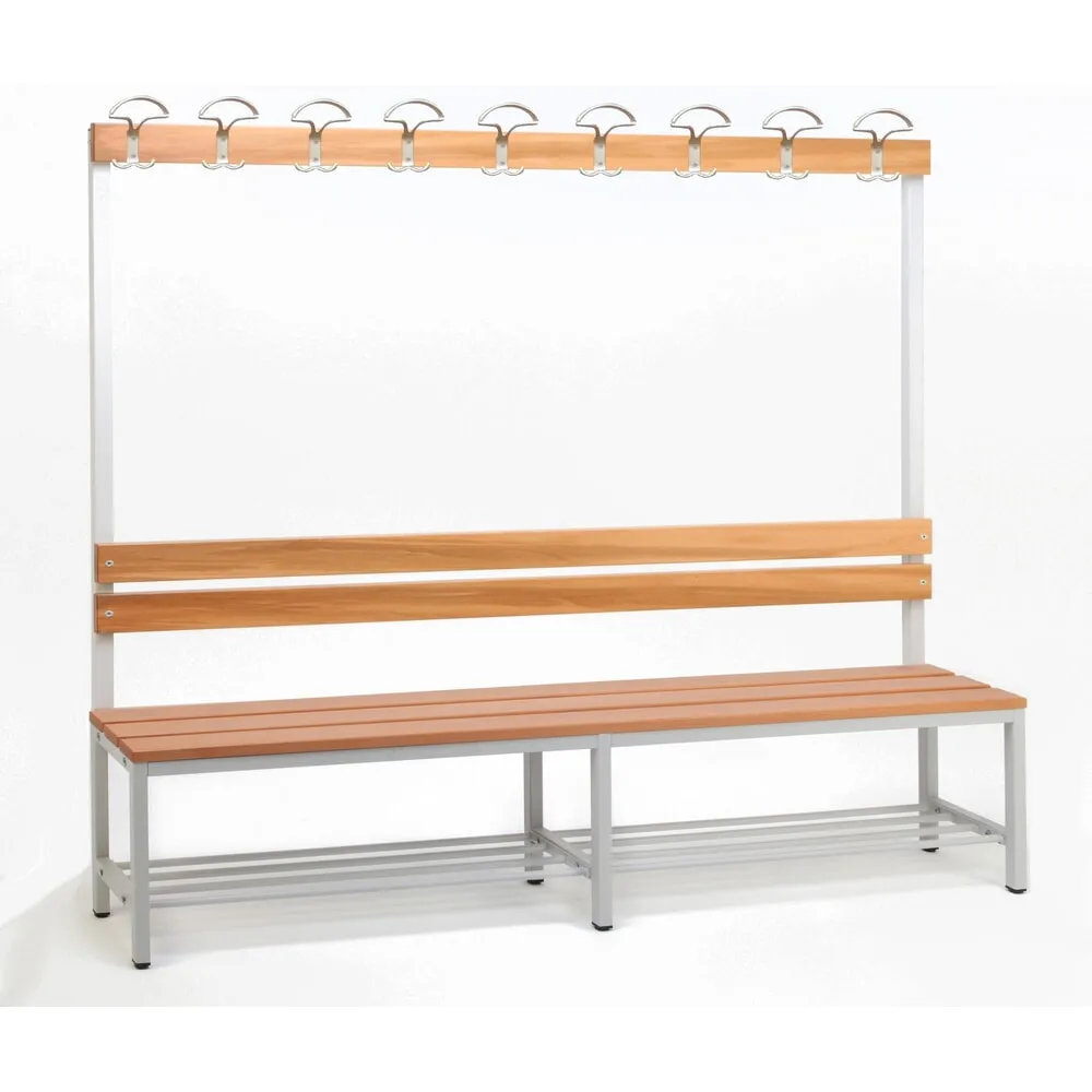 Steinbock® Umkleidesitzbank, 1-seitig mit Hakenleiste, Breite 2.000 mm