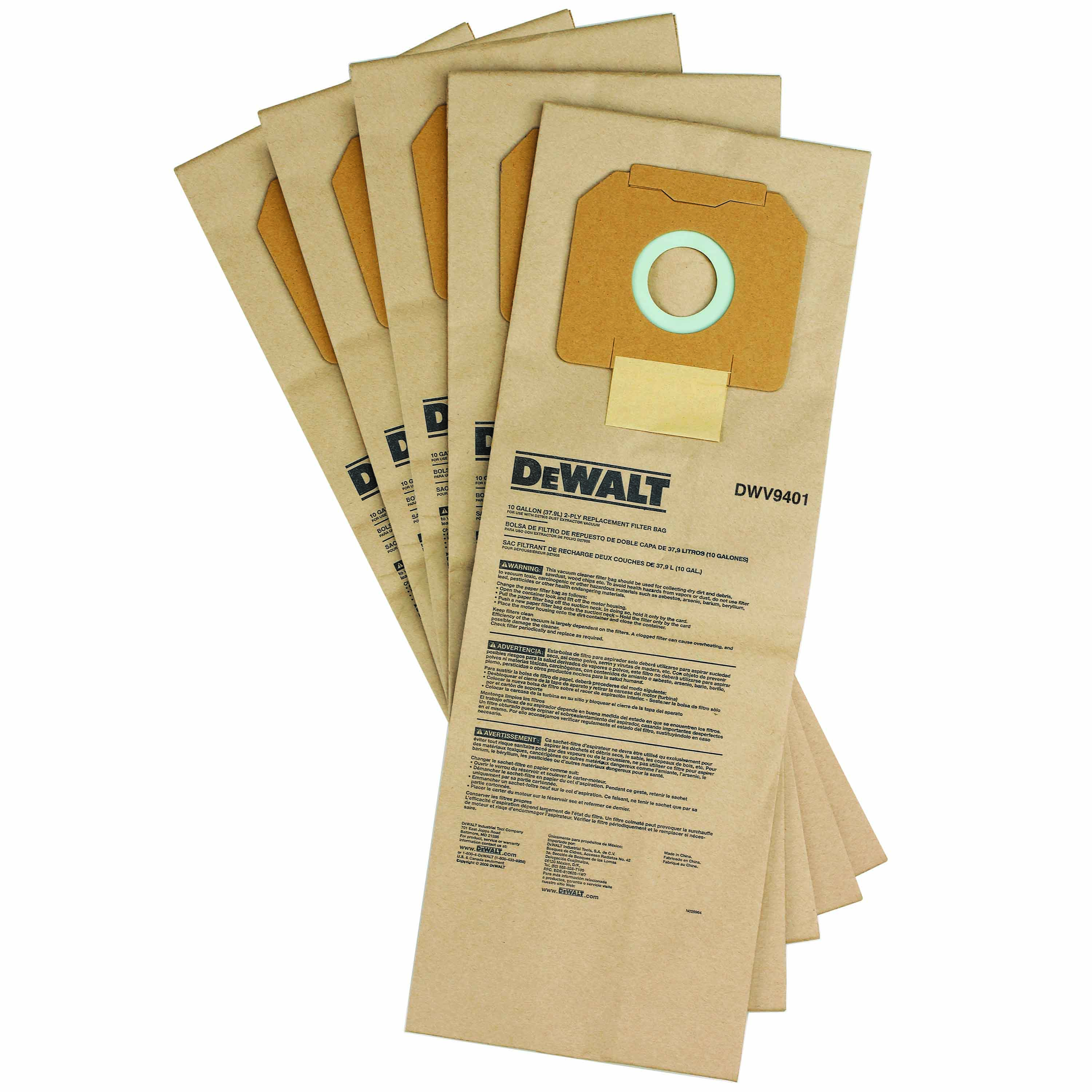 DEWALT DWV9401-XJ Papier-Staubbeutel (5 St.) DWV902M/L