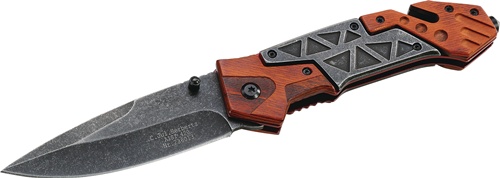 Rettungsmesser Klingen-L.92mm Heft-L.127mm L.geöffnet 219mm Pakkaholz HERBERTZ