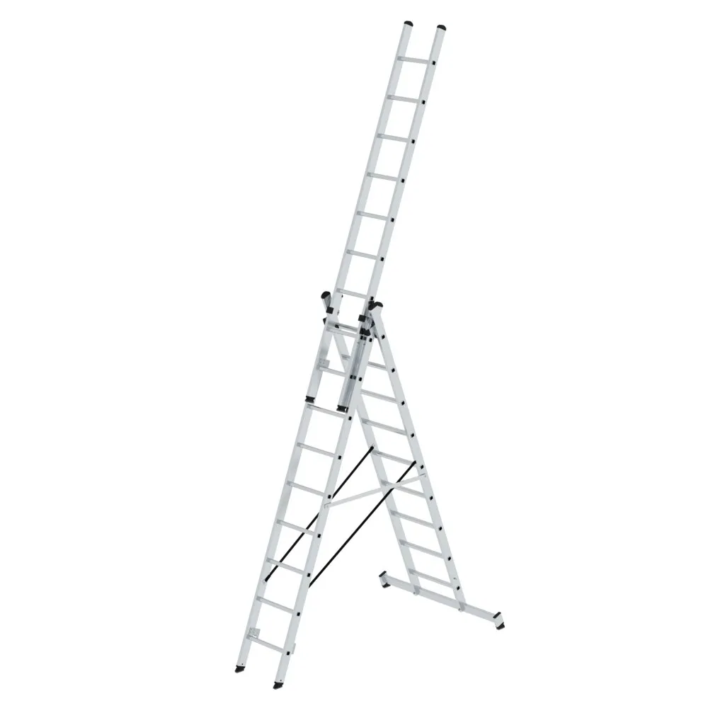 MUNK Mehrzweckleiter 3-teilig mit nivello®-Traverse 3x9 Sprossen
