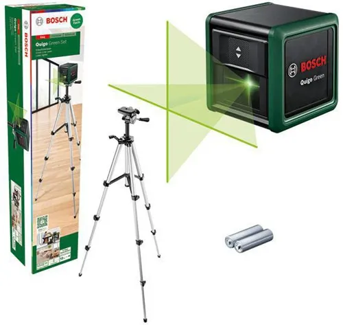 Bosch Kreuzlinienlaser Quigo Green Set Arbeitsber.12m Laserkl.2 m.Battterien