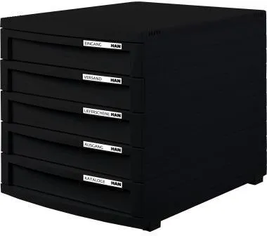 HAN Schubladenbox CONTUR 1505-13 DIN A4/B4/C4 5Schübe geschl. sw/sw