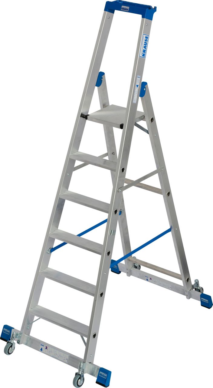 Krause STABILO Stufen-StehLeiter fahrbar mit Traverse 1x6 Stufen
