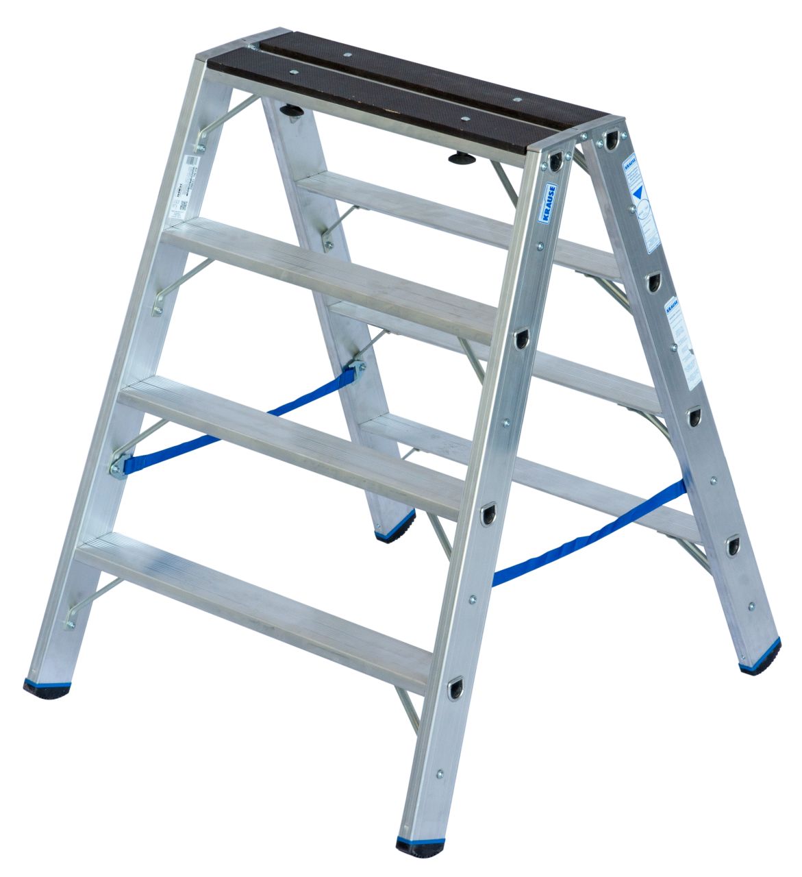 Krause STABILO Stufen-Doppelleiter mit Holzauflage 2x4 Stufen