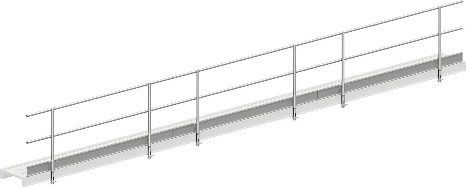 Layher Dreiteiliger Seitenschutz für Alu-Steg 600 1348910 mit Länge: 9,1 m (einseitig)
