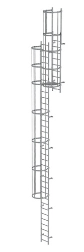 MUNK Mehrzügige Steigleiter mit Rückenschutz (Bau) Stahl verzinkt 11,84m 