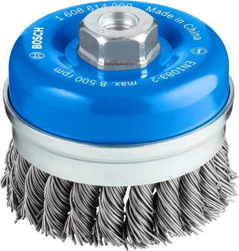 Bosch Topfbürste D.90mm Draht-St.0,8mm Stahl gezopfter Draht M14 max.Drehz.8500 1/min