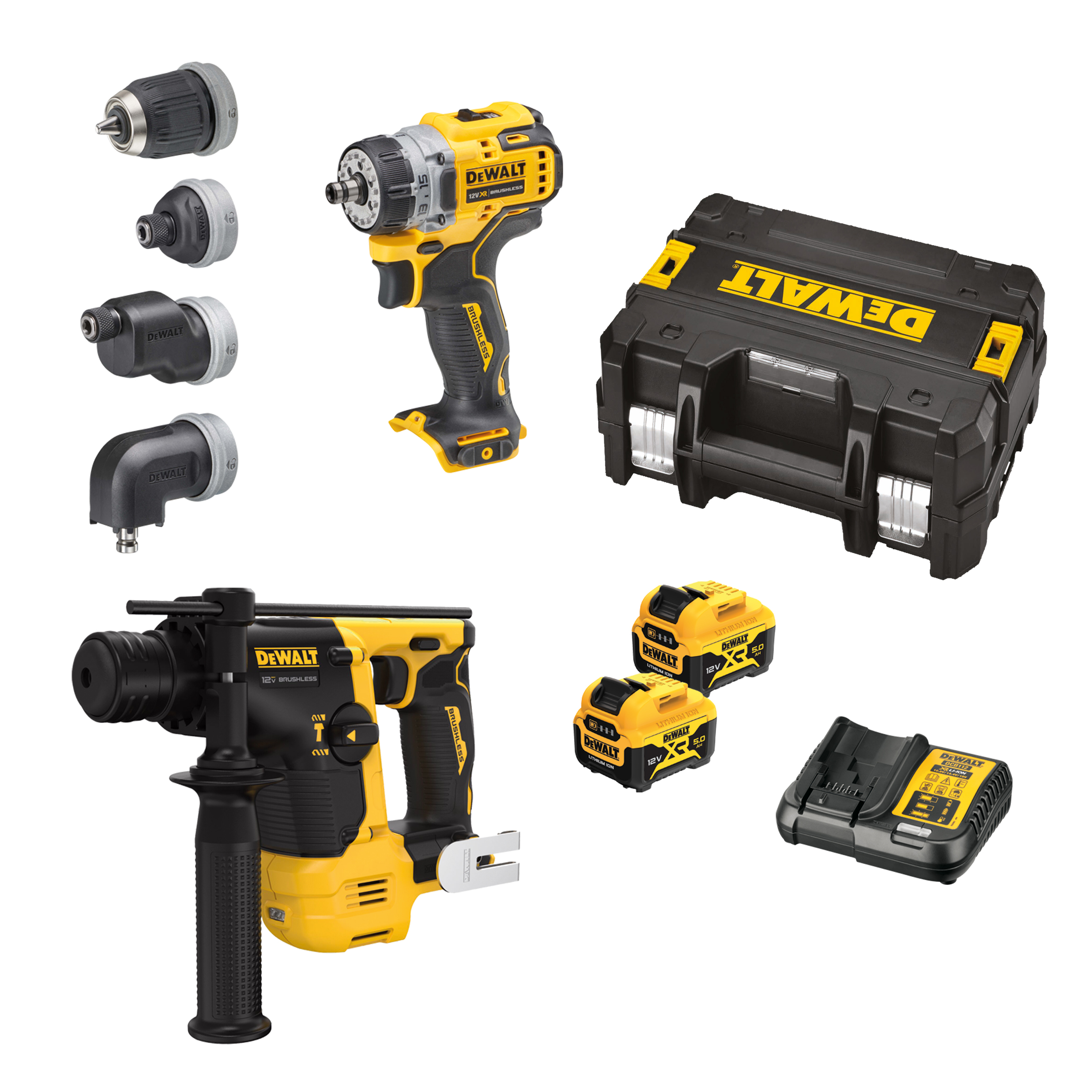 DEWALT DCK2101P2T-QW Akku-Bohrschrauber-Set, 12V / 5 Ah