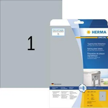 HERMA Typenschildetikett 4224 210x297mm silber 25 St./Pack.