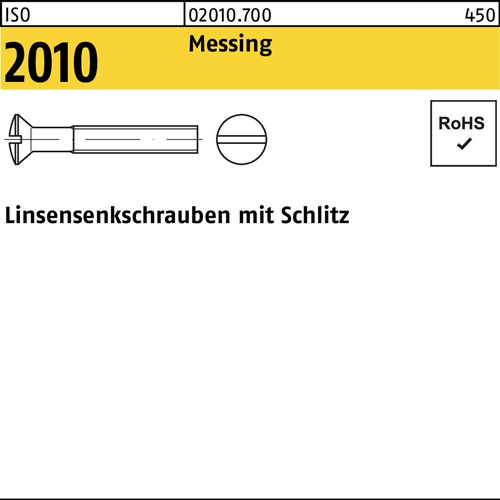 Linsensenkschraube ISO 2010 Schlitz M8x 16 Messing 100 Stück