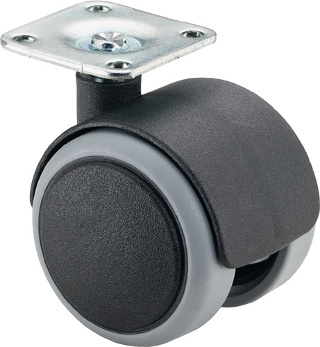 Kunststoffdoppelrolle D.40mm Trgf.30kg m.Platte PA BS ROLLEN