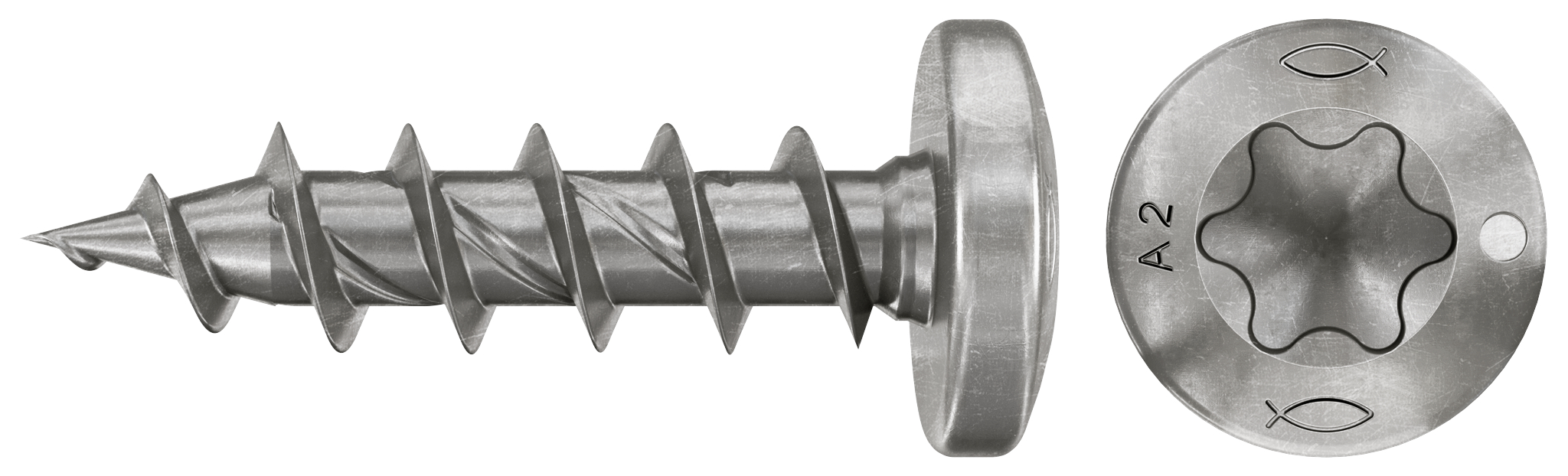 fischer Spanplattenschraube PowerFast FPF II PTF 3,5 x 16 A2 200, Panhead, Innenstern TX, Vollgewinde, Edelstahl A2