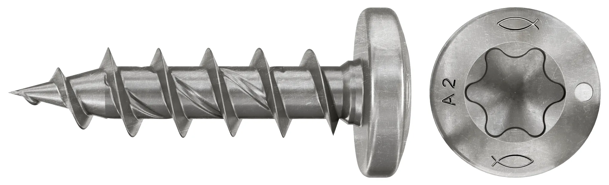 fischer Spanplattenschraube PowerFast FPF II PTF 3,5 x 20 A2 200, Panhead, Innenstern TX, Vollgewinde, Edelstahl A2
