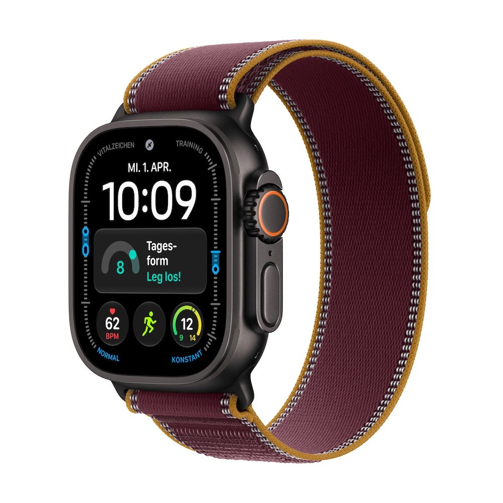 Apple Watch Ultra 4 Trail Loop, Schwarz, Burgunder, 49mm, S/M