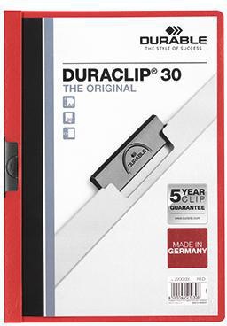 DURABLE Klemmmappe DURACLIP 30 220003 DIN A4 Hartfolie rot