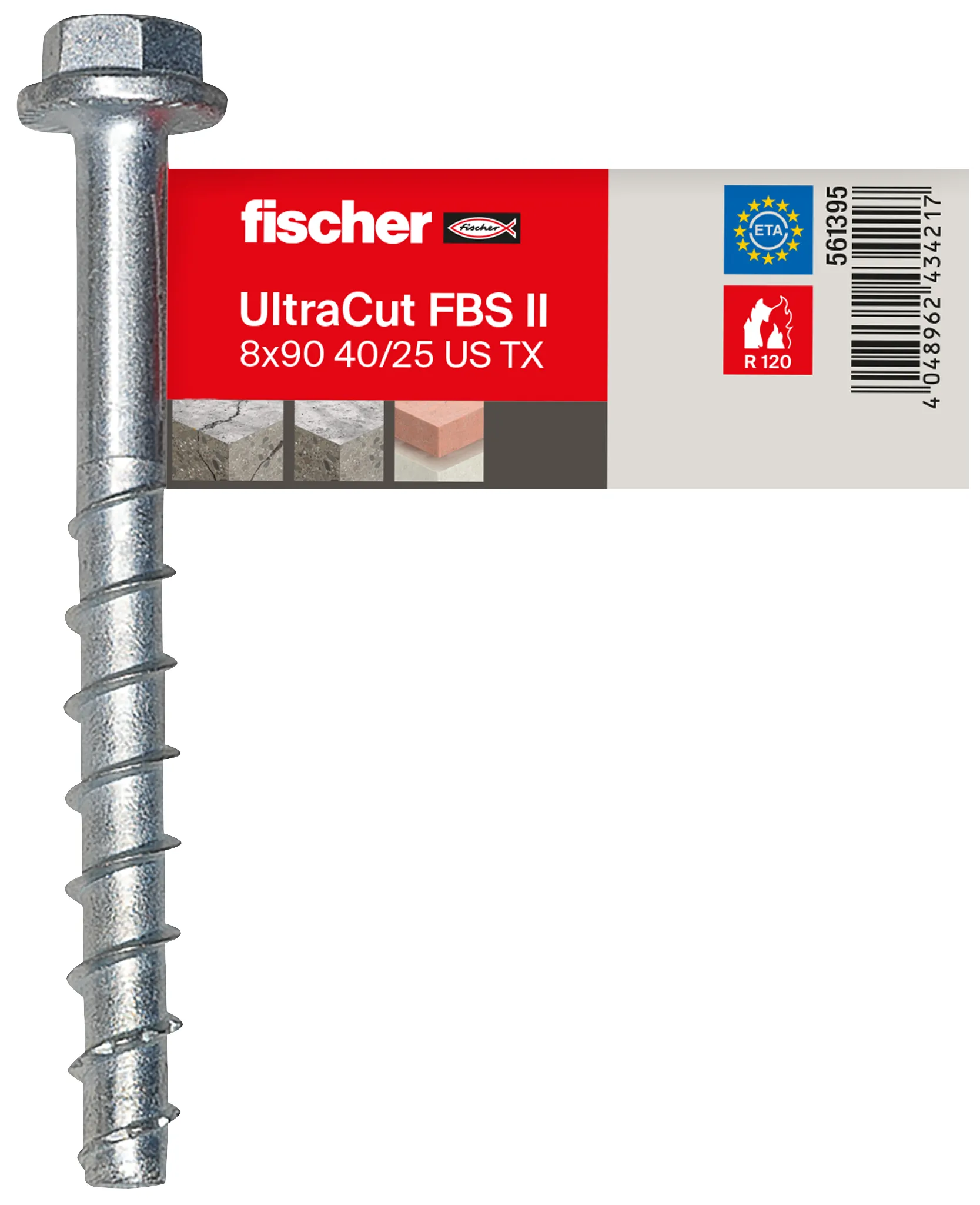 fischer UltraCut FBS II 8 x 90 40/25 US Sechskant mit U-Scheibe Innenstern TX E