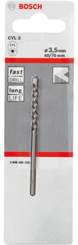 Bosch Betonbohrer Silver Percussion CYL-3 D.3,5mm Arbeits-L.40mm L.70mm Schaft-D.3,3mm