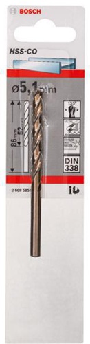 Bosch Metallbohrer HSS-Co DIN338 Arbeits-L.52mm D.5,1mm L.86mm