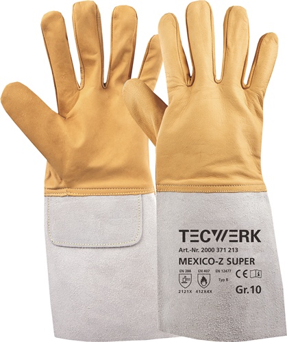TECWERK Schweißerhandschuhe Mexico Z Super EN 388, EN 407, EN 12477 PSA-Kategorie II 10 Paar 