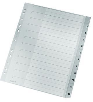 Leitz Register 12820000 DIN A4 1-12 Polypropylen grau