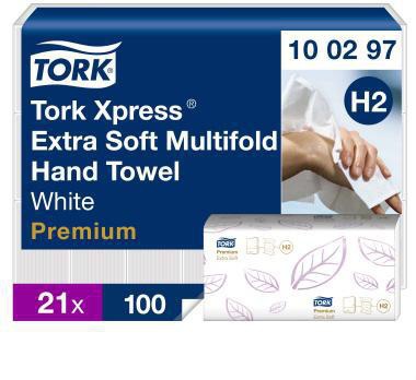Tork Papierhandtuch Premium 100297 21x34cm 2lagig weiß 2.100 Bl./Pack.