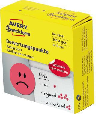 Avery Zweckform Etikett Gesicht 3859 19mm rot 250 St./Rolle
