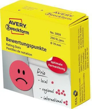 Avery Zweckform Etikett Gesicht 3859 19mm rot 250 St./Rolle