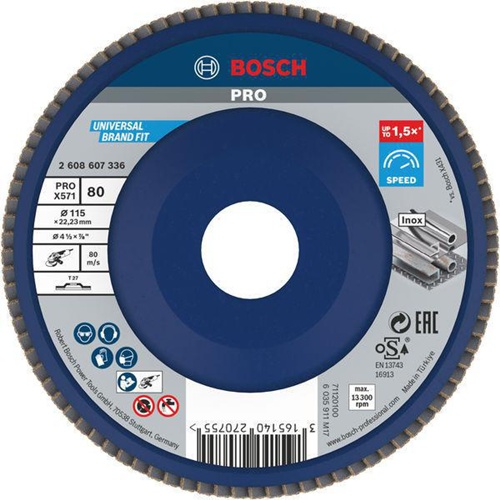 Bosch Fächerschleifscheibe PRO X571 Scheiben-D.115mm Körnung 80 Ku.