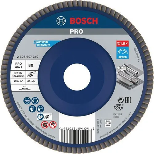 Bosch Fächerschleifscheibe PRO X571 Scheiben-D.125mm Körnung 80 Ku.