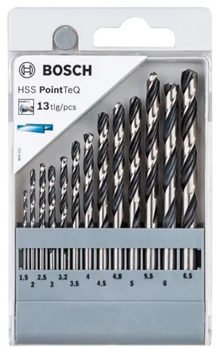 Bosch Metallspiralbohrer PointTeQ DIN388 13tlg. Arbeits-L.18-63mm D.1,5-6,5mm HSS TypN
