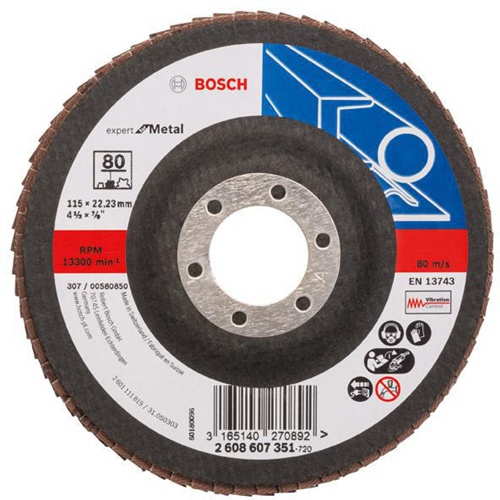 Bosch Fächerschleifscheibe X551 Expert for Metal Scheiben-D.115mm Körnung 80 Glasgew.