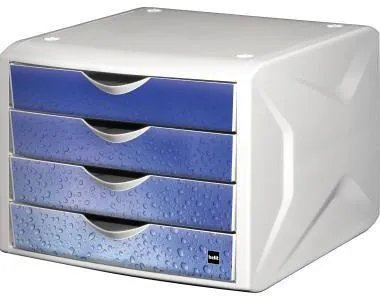 Helit Schubladenbox Chameleon H6129634 4Schübe A4/C4 cool water