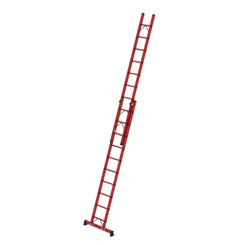 MUNK Sprossen-Schiebeleiter zweiteilig GFK mit nivello® Traverse