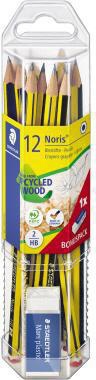 STAEDTLER Bleistift Noris 61 120 P1 HB ge/sw 12 St./Pack. +Radierer