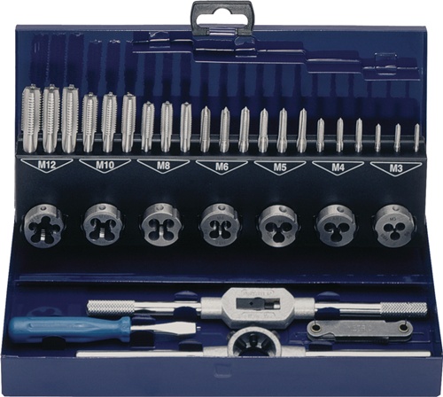 TECWERK Gewindeschneidzeugsatz M3-M12 32tlg.HSS Metallkass.