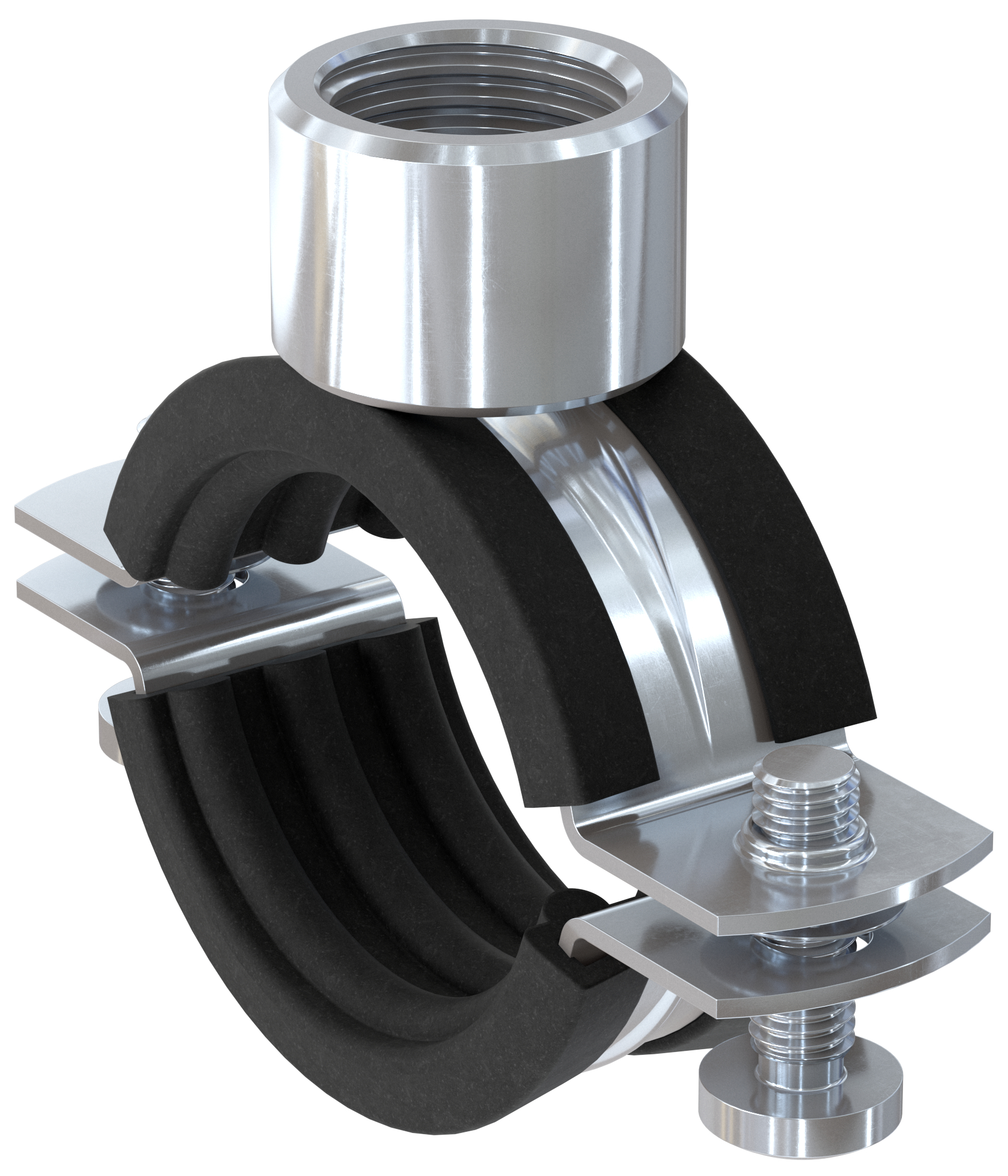 fischer Rohrschelle FRS Zoll 20-23, 1/2", zweischraubig, galvanisch verzinkter Stahl