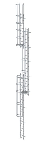 MUNK Mehrzügige Steigleiter mit Rückenschutz (Notleiter) Aluminium eloxiert 15,20m 