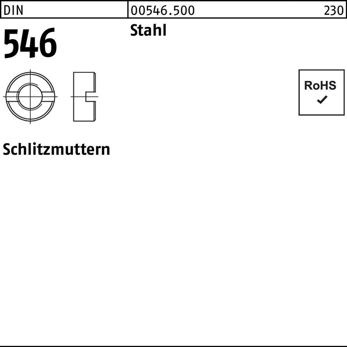 Schlitzmutter DIN 546 M8 Stahl 100 Stück