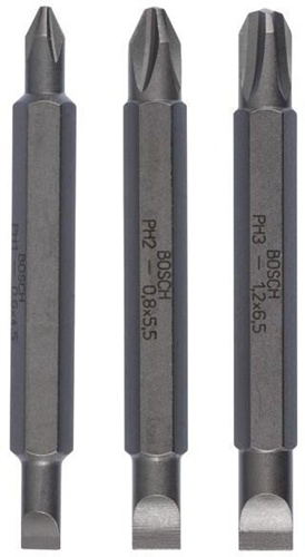 Bosch Doppelklingen-Set 3tlg. L.60mm 0,6x4,5/PH1 0,8x5,5/PH2 1,2x6,5/PH3