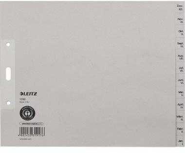 Leitz Register 12300085 DIN A4 Dez.-Jan. halbe Höhe Papier grau