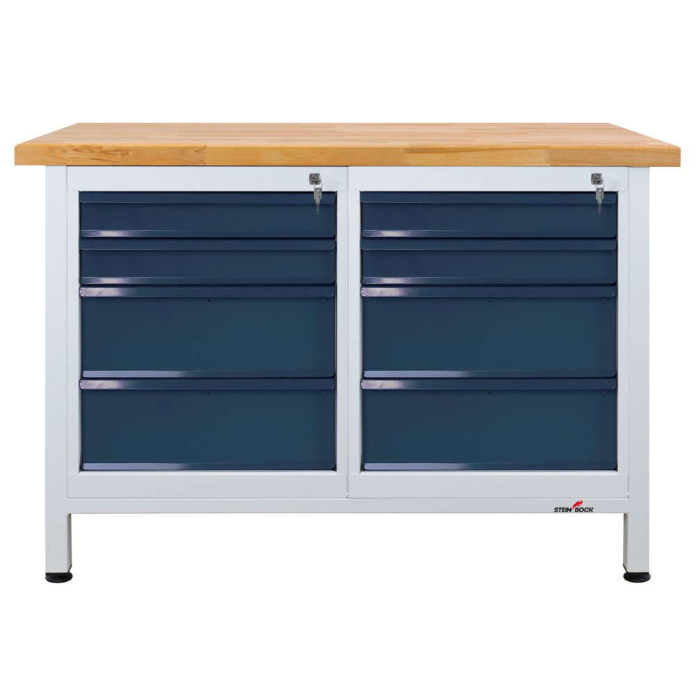 Steinbock® Werkbank Premium, 8 Schubladen, TK 300 kg, HxBxT 840 x 1.200 x 600 mm