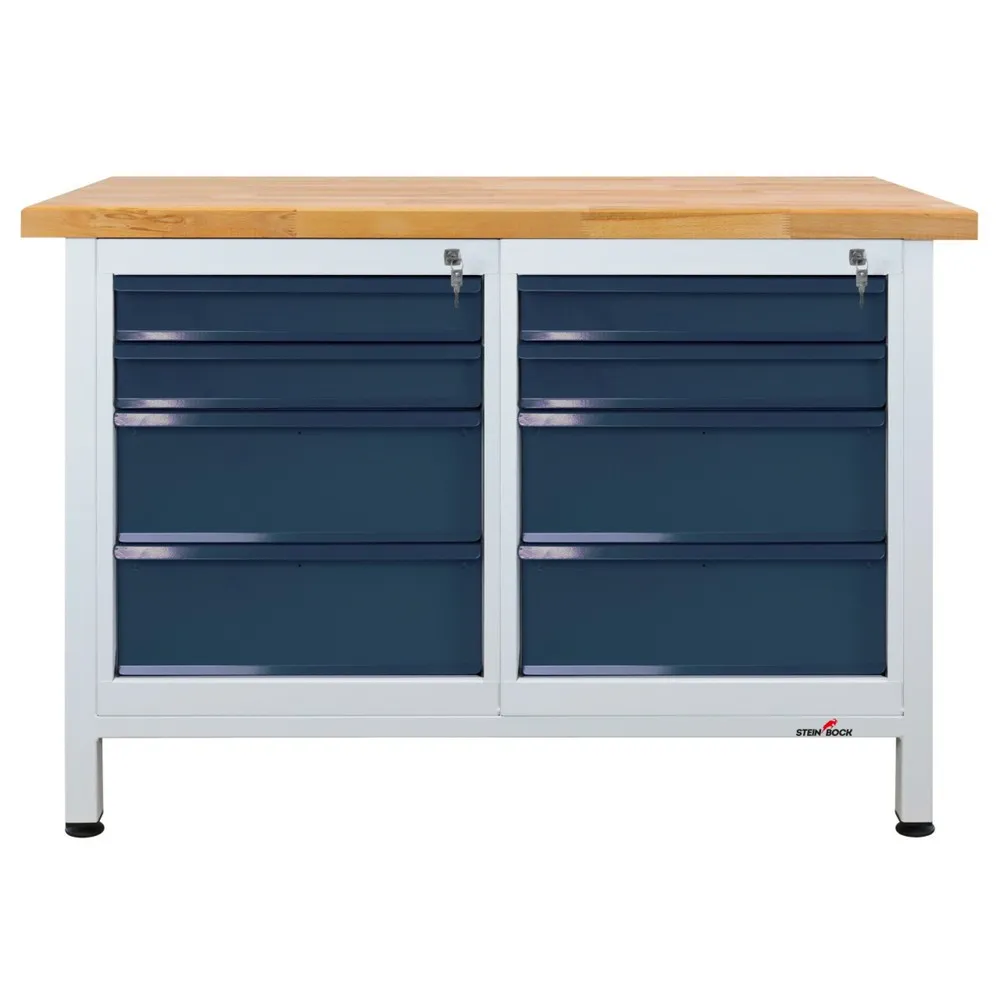 Steinbock® Werkbank Premium, 8 Schubladen, TK 300 kg, HxBxT 840 x 1.200 x 600 mm