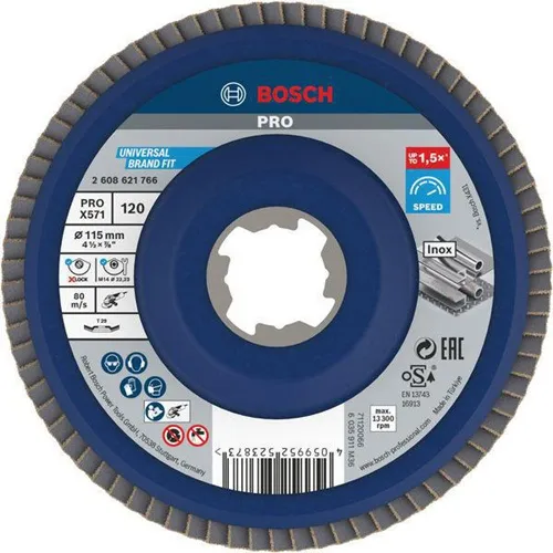 Bosch Fächerschleifscheibe PRO X571 D.115mm K120 gewinkelt X-LOCK