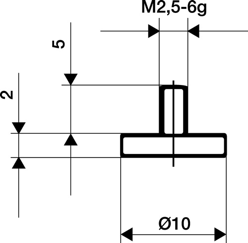 Messeins.D.10mm plan M2,5 STA z.Messuhren KÄFER